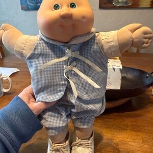 Cabbage Patch Kids Preemie Baby Boy Doll Blue Outfit  & Shoes Green Eyes 1983